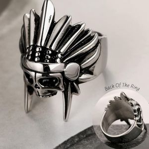 COPY - New stainless steel skull chief headdress ring size 7-13 usually availab…